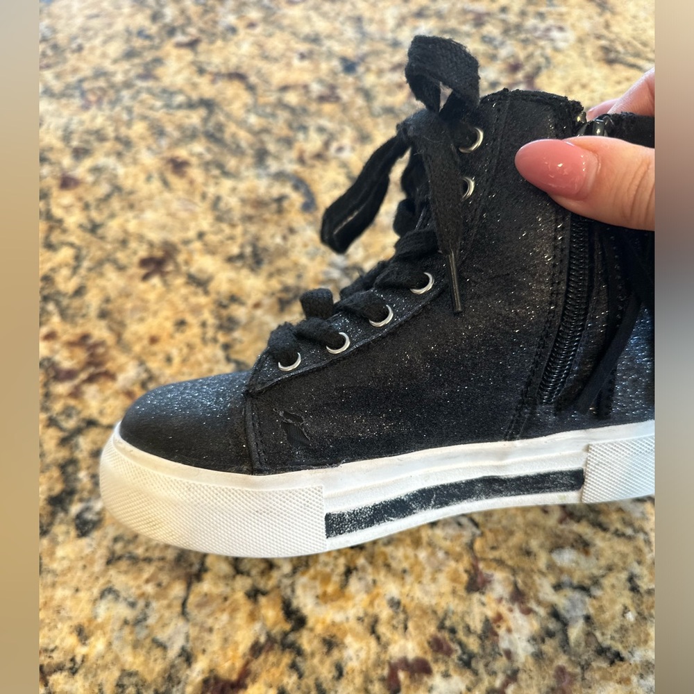 INC Little Girls Hightop Black Sparkle Fringe Sneakers Size 13 - Picture 6 of 9